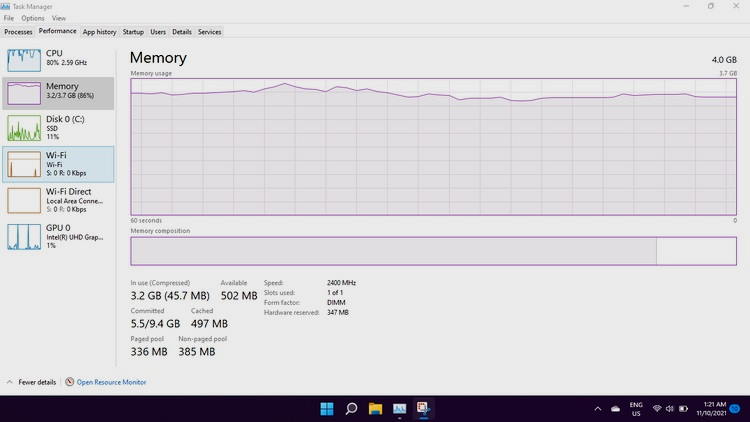 windows 11 consume 3,2 GB de ram