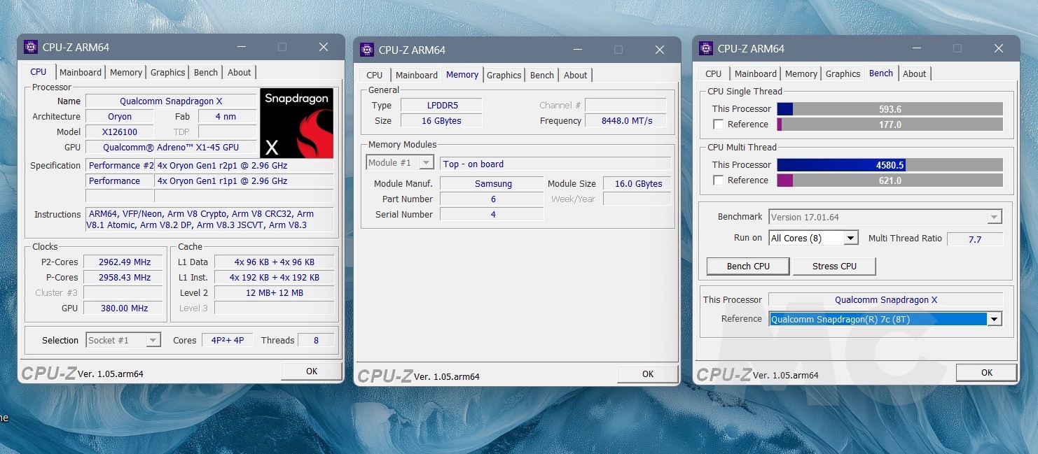 ASUS Zenbook 14 2026 ARM cpu z
