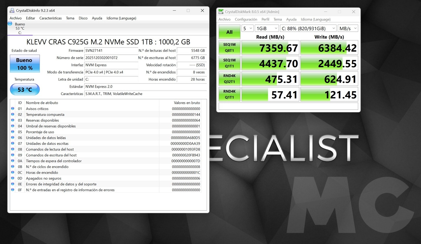 PCSPECIALIST Apex Ultra crystal disk ssd