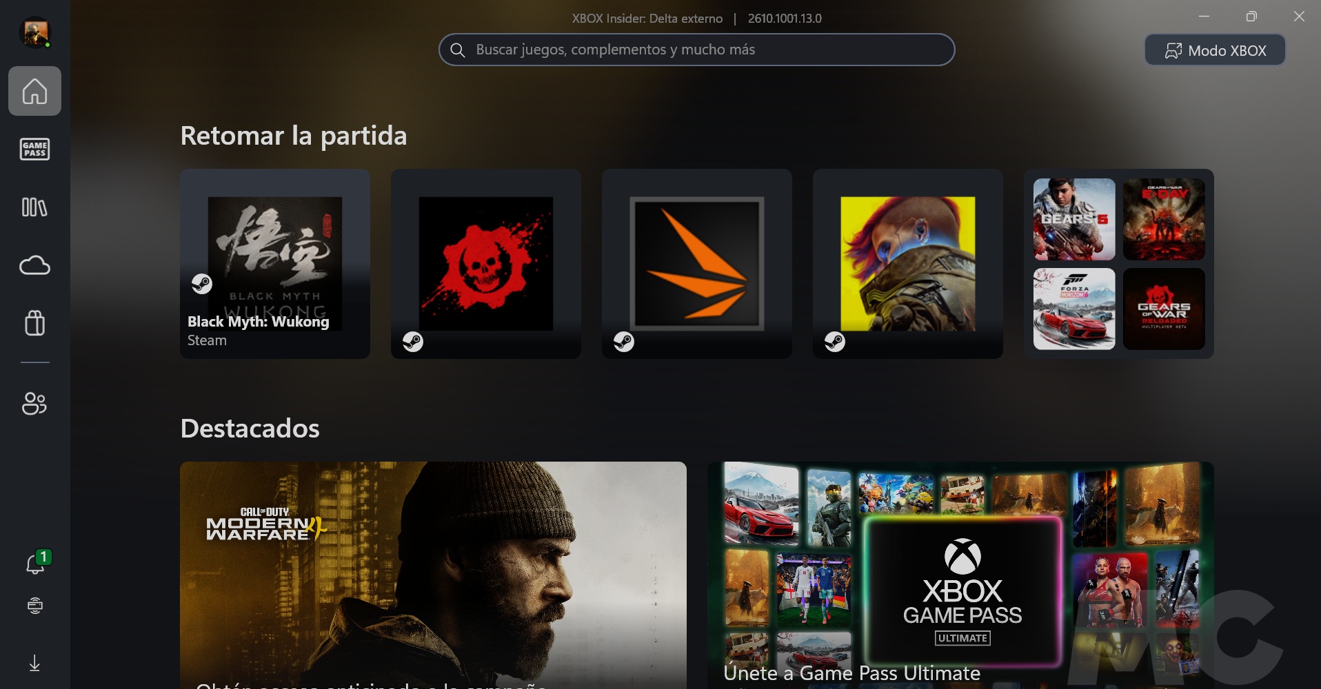 Modo XBOX Portátil